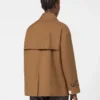 Double-breasted water-repellent cotton trench coat, tobacco