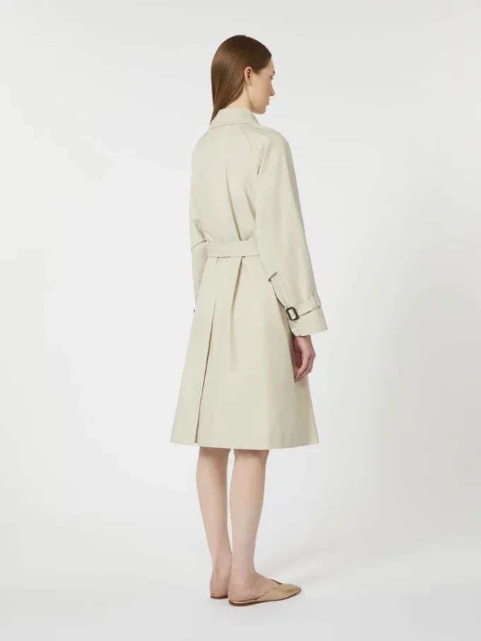 Double-breasted water-repellent twill trench coat, natural