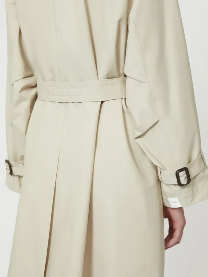 Double-breasted water-repellent twill trench coat, natural
