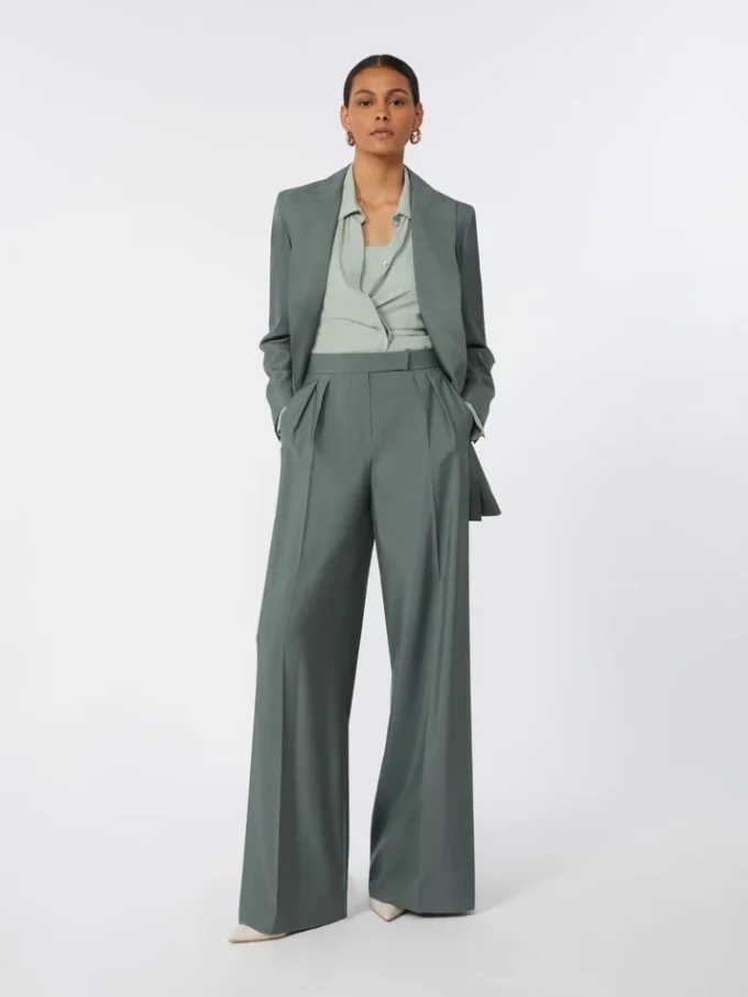 Double-breasted wool and silk blazer, dark green Double-breasted wool and silk blazer, dark green