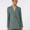 Double-breasted wool and silk blazer, dark green Double-breasted wool and silk blazer, dark green