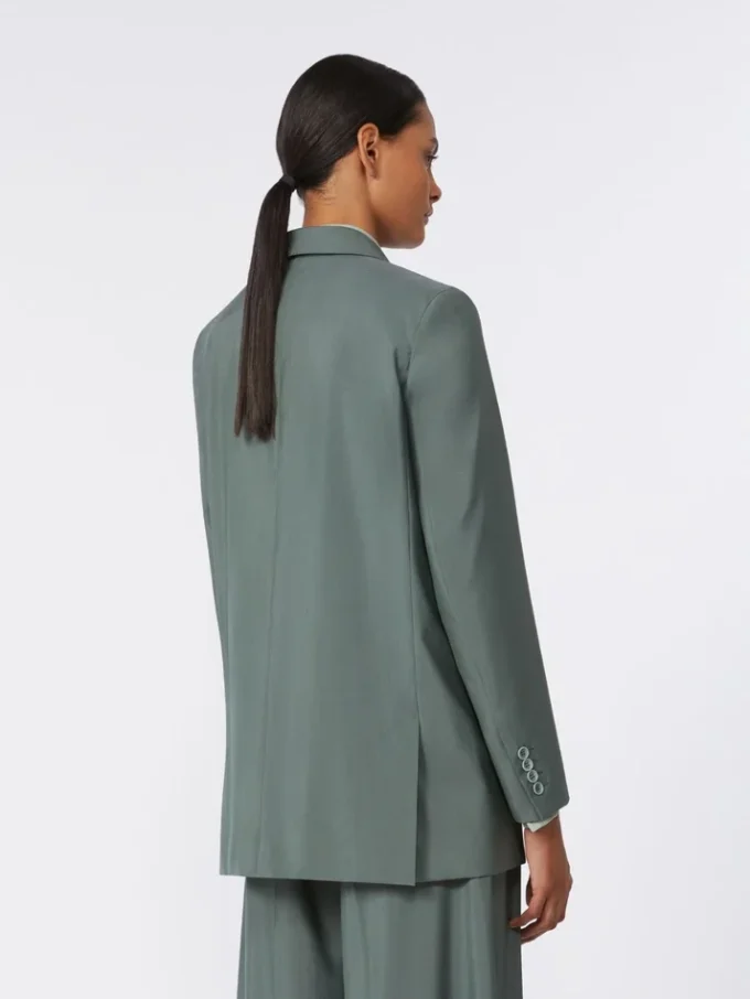 Double-breasted wool and silk blazer, dark green Double-breasted wool and silk blazer, dark green