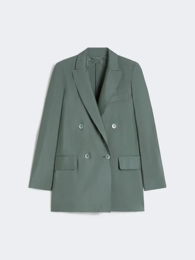 Double-breasted wool and silk blazer, dark green Double-breasted wool and silk blazer, dark green