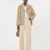 Double-breasted wool-blend pea coat, camel