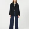 Double-breasted wool-blend pea coat, navy