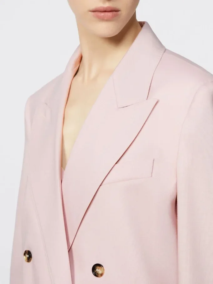 Double-breasted wool, mohair and silk blazer, beige pink Double-breasted wool, mohair and silk blazer, beige pink