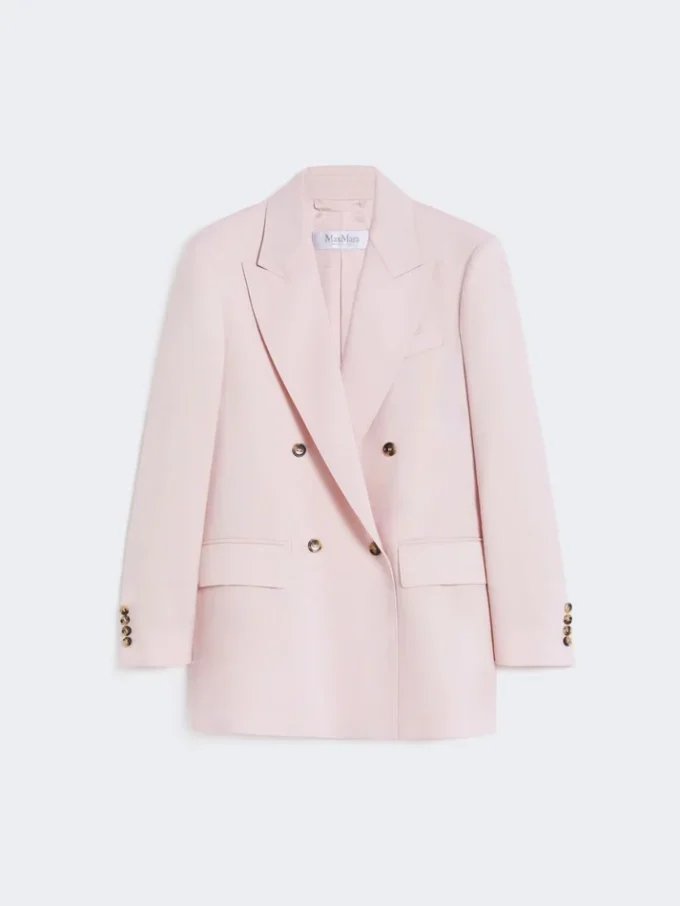 Double-breasted wool, mohair and silk blazer, beige pink Double-breasted wool, mohair and silk blazer, beige pink