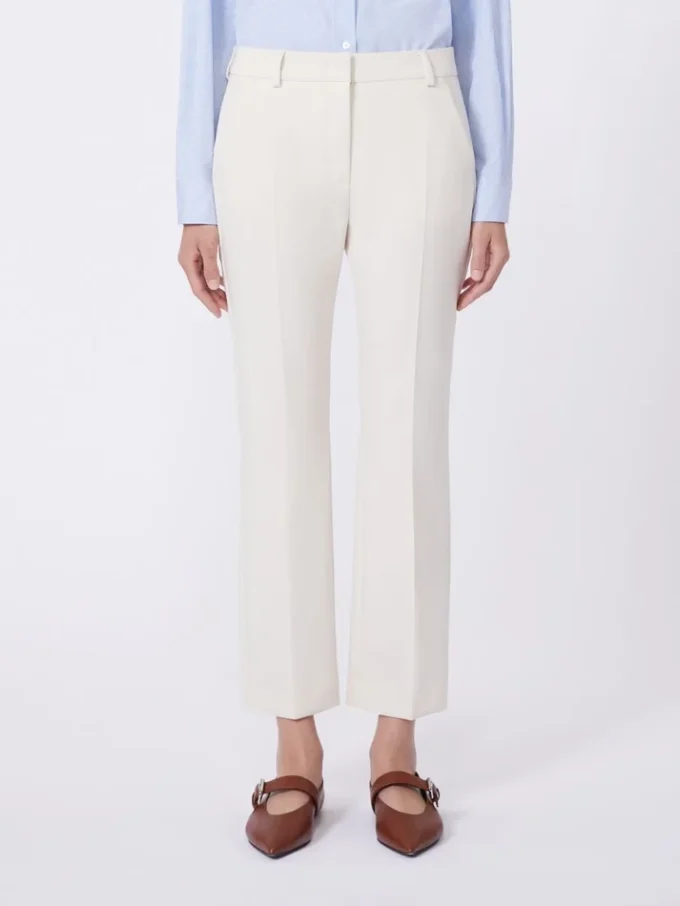 Double-faced viscose canvas trousers, ivory Double-faced viscose canvas trousers, ivory
