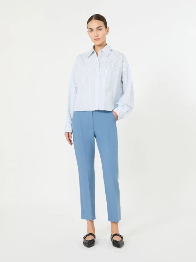 Double-faced viscose canvas trousers, light blue Double-faced viscose canvas trousers, light blue