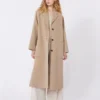 Double-faced wool-blend coat, camel