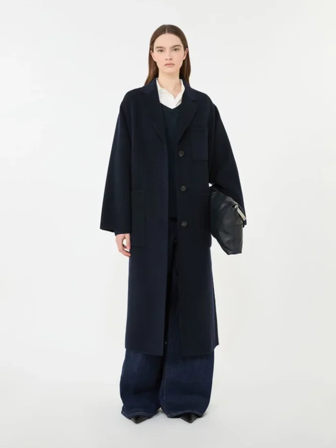 Double-faced wool-blend coat, navy Double-faced wool-blend coat, navy