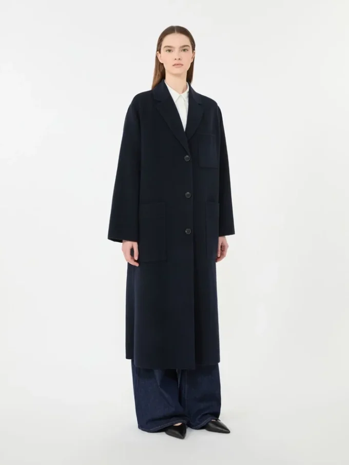 Double-faced wool-blend coat, navy Double-faced wool-blend coat, navy