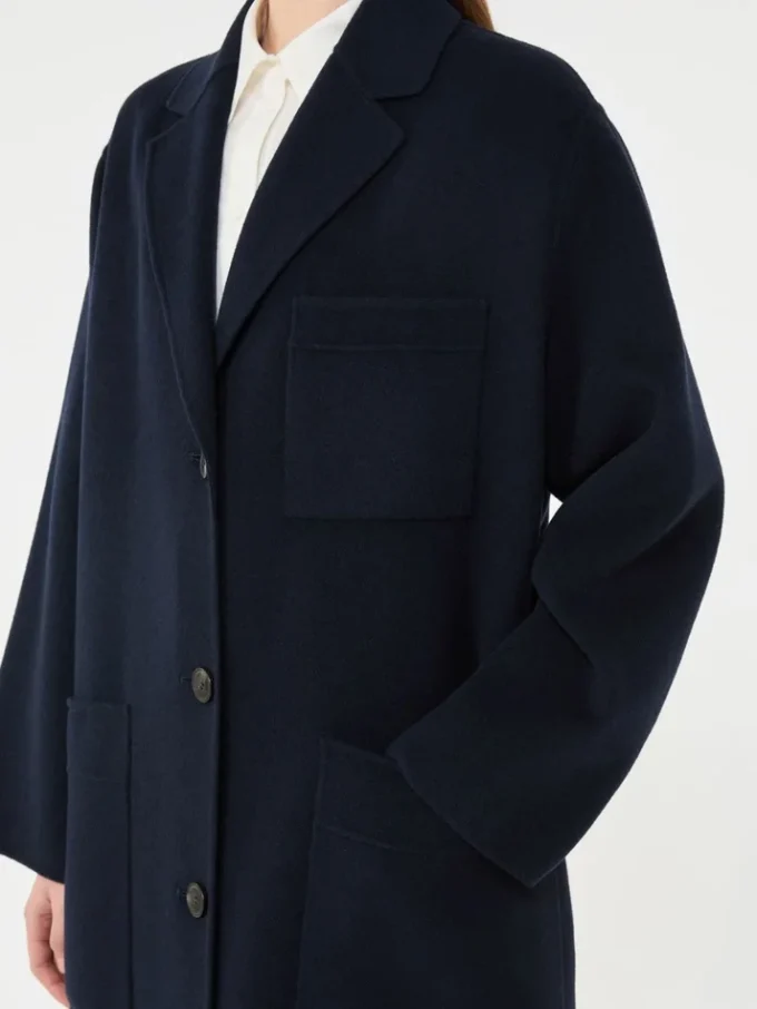 Double-faced wool-blend coat, navy Double-faced wool-blend coat, navy