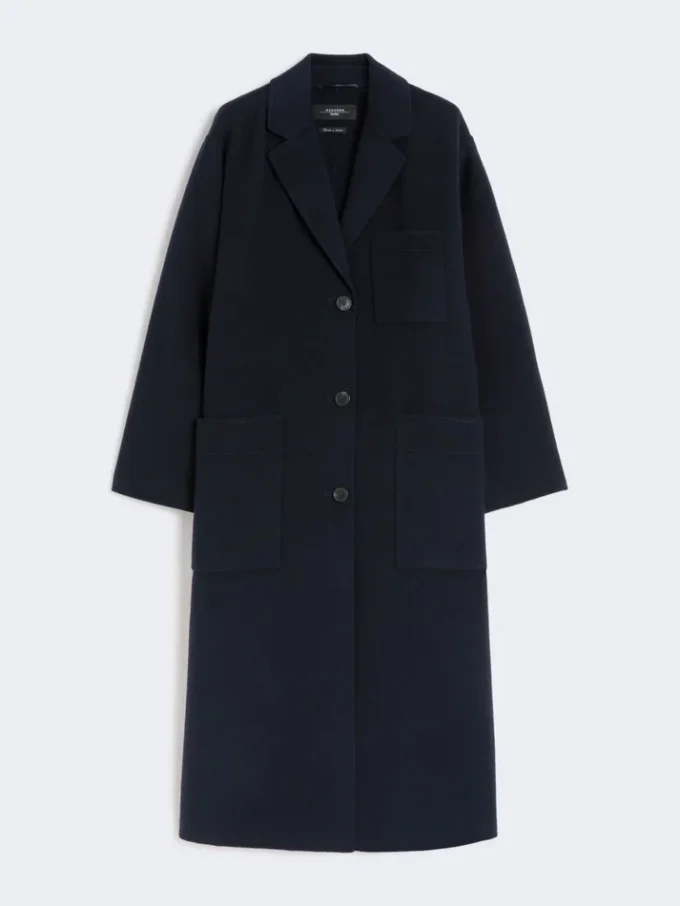 Double-faced wool-blend coat, navy Double-faced wool-blend coat, navy