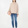 Double-faced wool-blend coat, sand