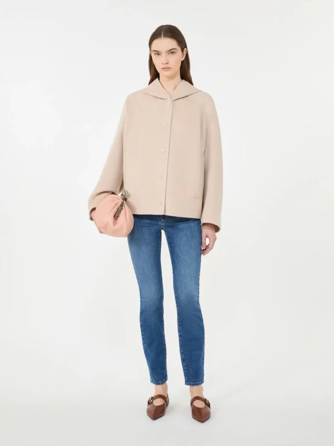 Double-faced wool-blend coat, sand