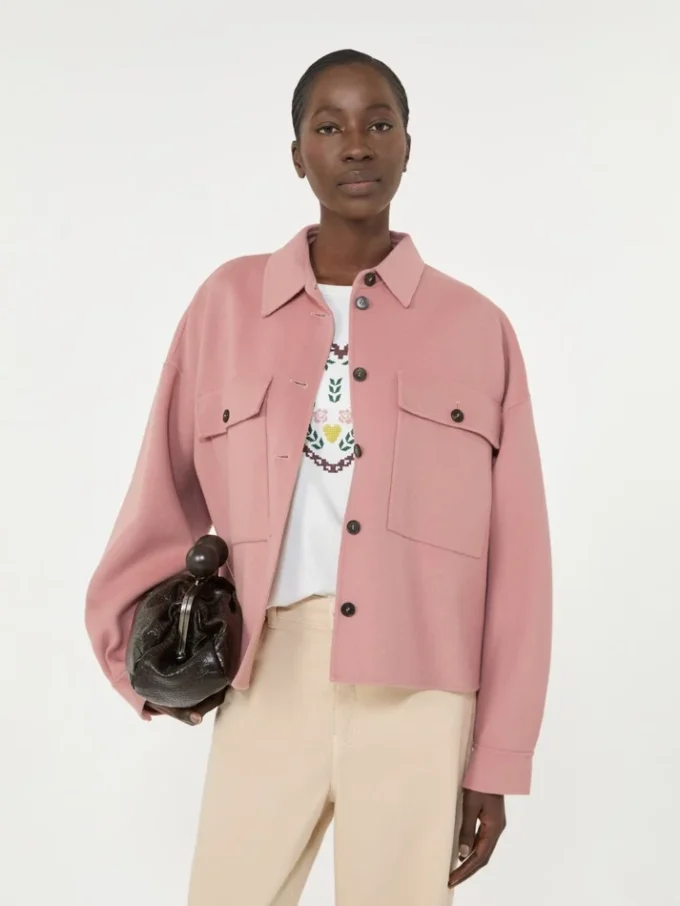 Double-faced wool-blend jacket, antique rose