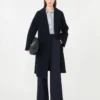 Double-faced wool-blend robe coat, navy Double-faced wool-blend robe coat, navy