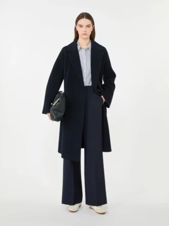 Double-faced wool-blend robe coat, navy Double-faced wool-blend robe coat, navy