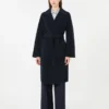 Double-faced wool-blend robe coat, navy Double-faced wool-blend robe coat, navy