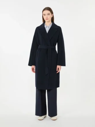 Double-faced wool-blend robe coat, navy Double-faced wool-blend robe coat, navy