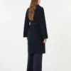 Double-faced wool-blend robe coat, navy Double-faced wool-blend robe coat, navy