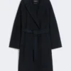 Double-faced wool-blend robe coat, navy Double-faced wool-blend robe coat, navy