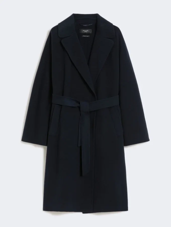 Double-faced wool-blend robe coat, navy Double-faced wool-blend robe coat, navy