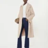 Double-faced wool-blend robe coat, sand Double-faced wool-blend robe coat, sand