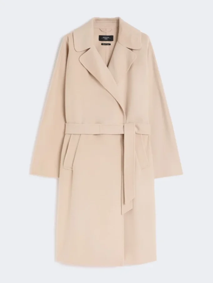 Double-faced wool-blend robe coat, sand Double-faced wool-blend robe coat, sand