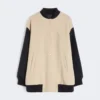 Double-faced wool bomber jacket, sand