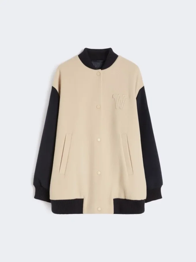 Double-faced wool bomber jacket, sand