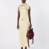 Double-layer satin dress, light yellow