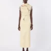 Double-layer satin dress, light yellow