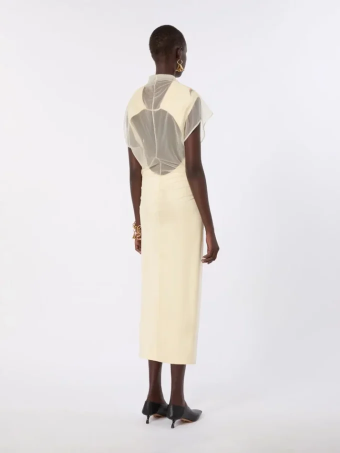 Double-layer satin dress, light yellow