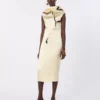 Double-layer satin dress, light yellow