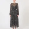 Dress in printed chiffon, black Dress in printed chiffon, black