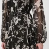 Dress in printed chiffon, black Dress in printed chiffon, black