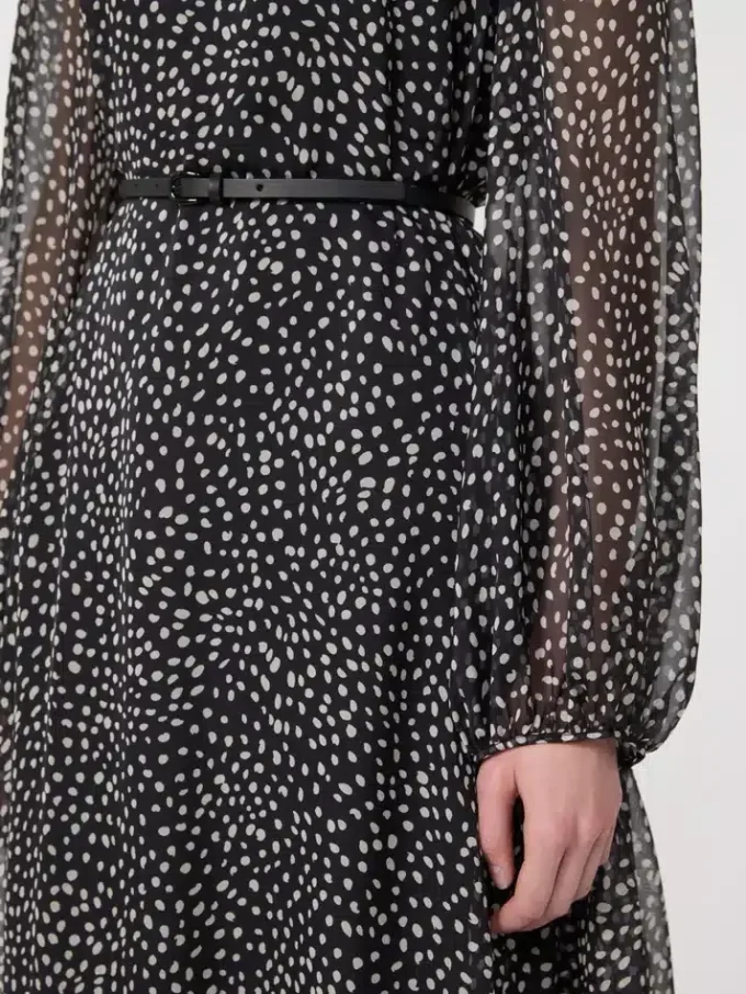 Dress in printed chiffon, black Dress in printed chiffon, black