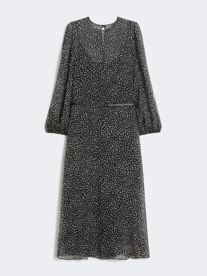 Dress in printed chiffon, black Dress in printed chiffon, black