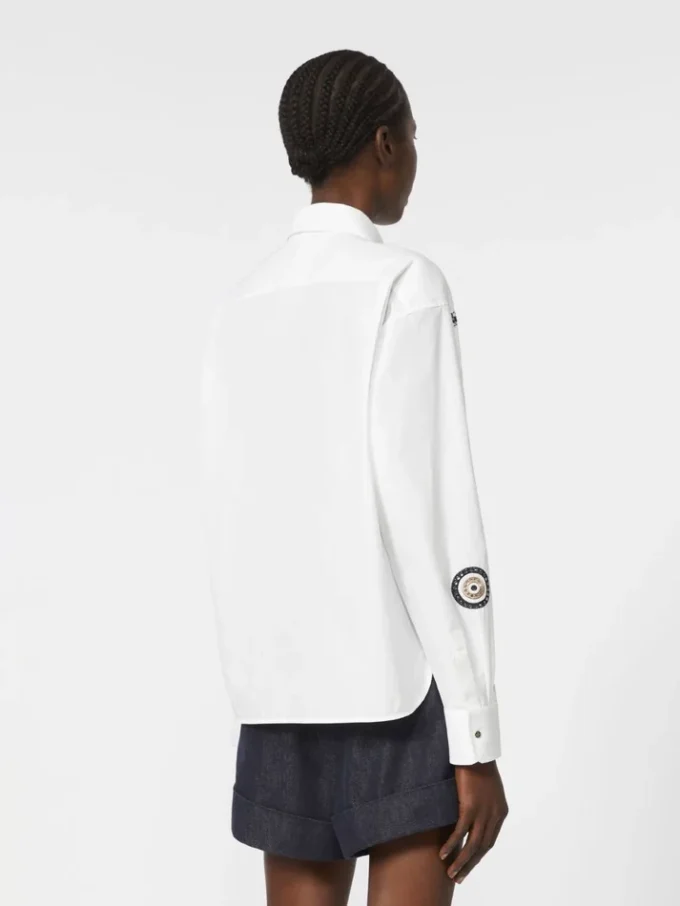 Embroidered poplin shirt, optical white