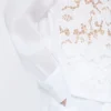 Embroidered ramie canvas boxy shirt, white