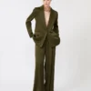 Envers satin trousers, moss green