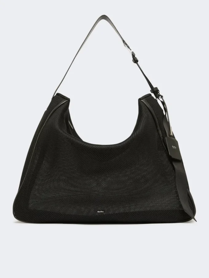 Extra-large handbag in technical mesh, black Extra-large handbag in technical mesh, black