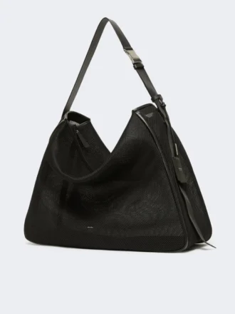 Extra-large handbag in technical mesh, black