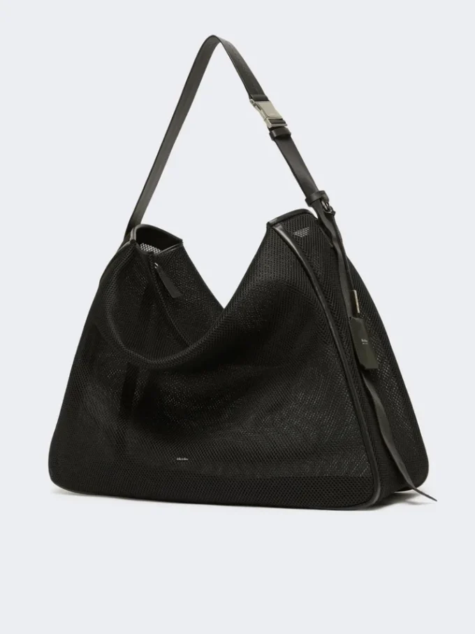 Extra-large handbag in technical mesh, black Extra-large handbag in technical mesh, black