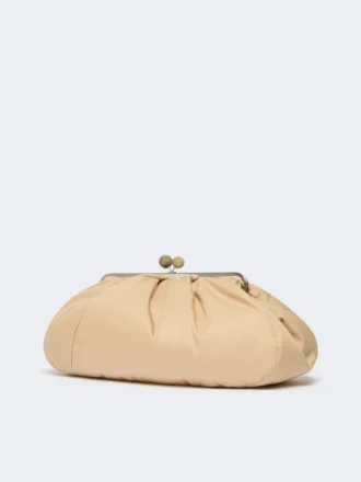 Extra-large padded technical gabardine pasticcino bag, beige