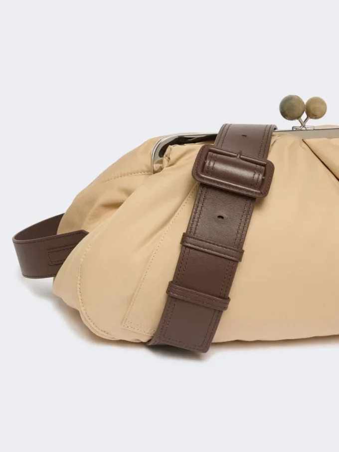 Extra-large padded technical gabardine pasticcino bag, beige Extra-large padded technical gabardine pasticcino bag, beige