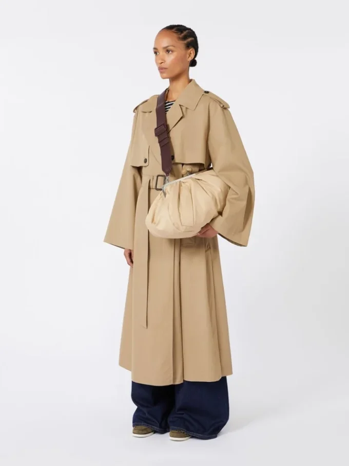 Extra-large padded technical gabardine pasticcino bag, beige Extra-large padded technical gabardine pasticcino bag, beige