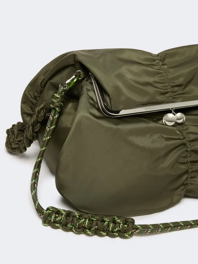 Extra-large technical gabardine pasticcino bag, sage green